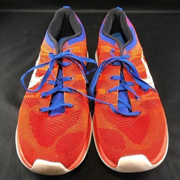 Excellent NIKE Flyknit Lunar 1 Mens 10 Red White - Picture 5 of 13